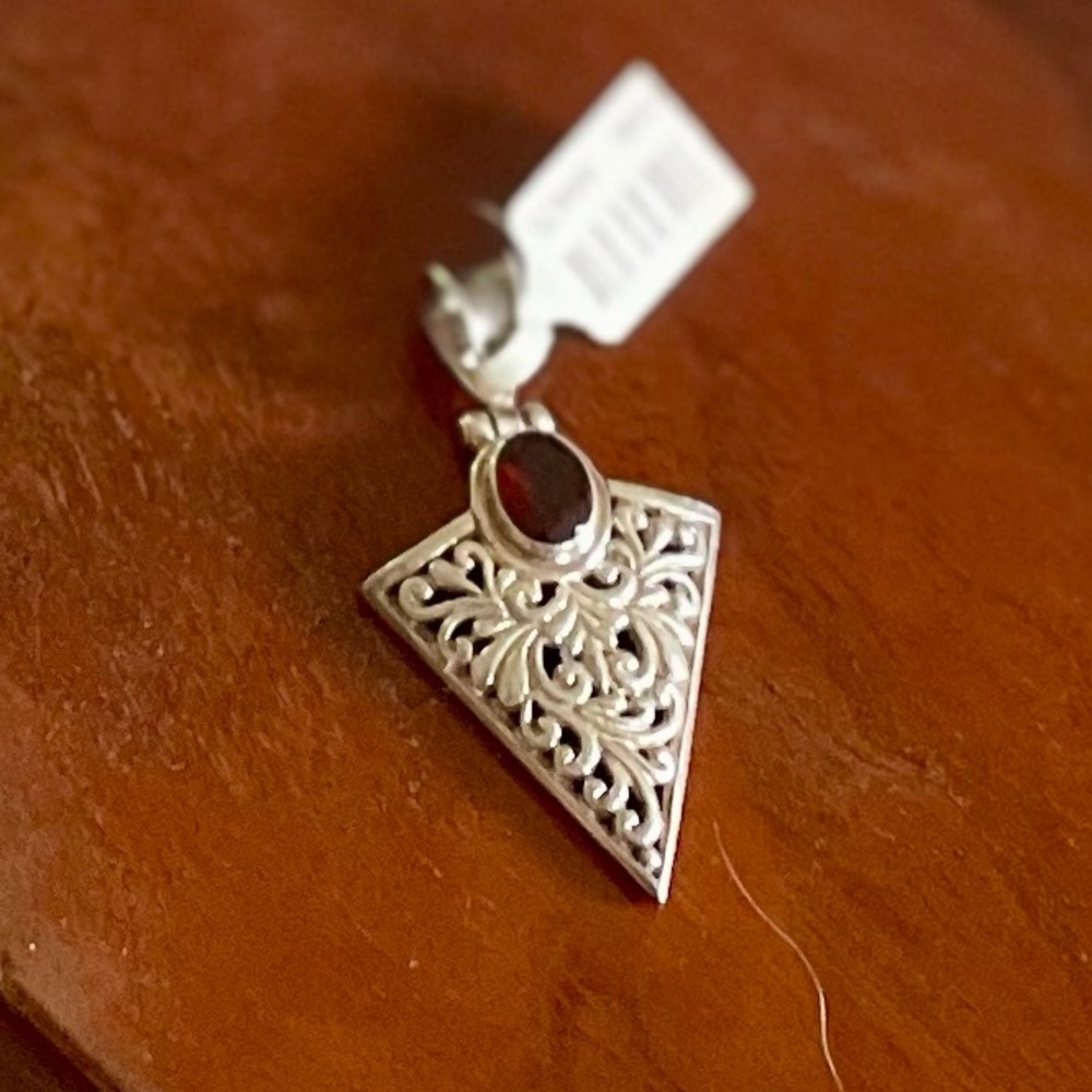 Silver Pendant with Red Jewel
